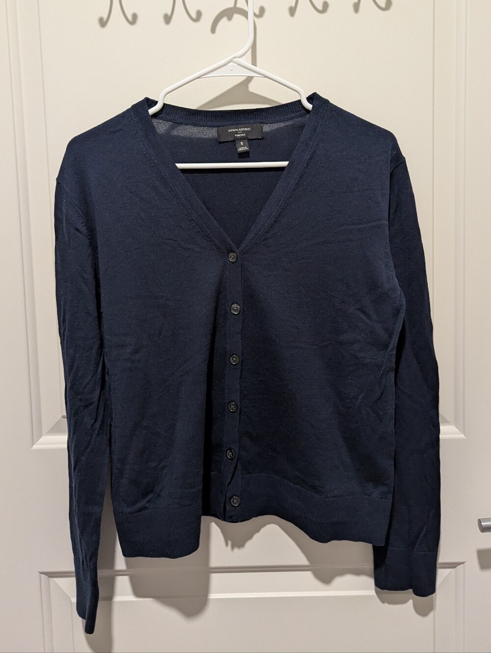 Banana Republic Women's Navy V-Neck Button Cardigan